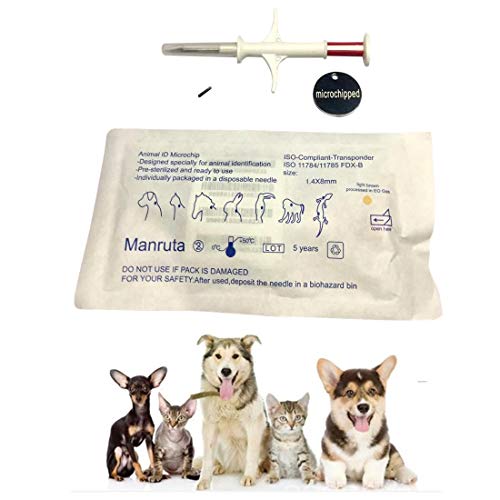 Manruta Pet ID Microchip Implant Kit for Small Dogs and Cats 1.4X8 MM