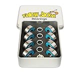Yellow Jacket Premium Skateboard Bearings, Pro Longboard Bearings, 608, ABEC 9, Washers and Spacers, Bomber Blue (Pack of 8)