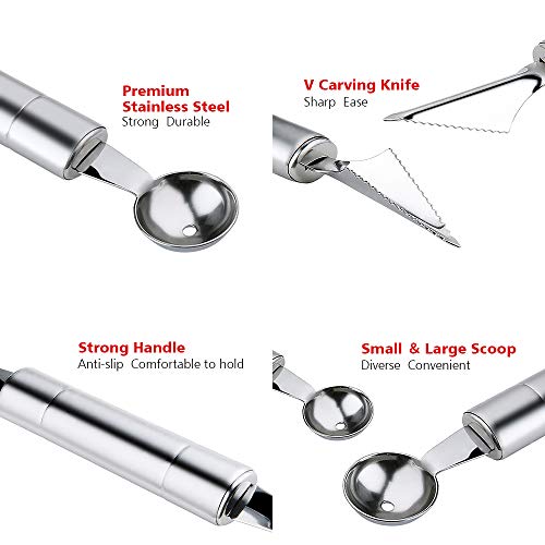 Fruit Vegetable Cutter Shapes Set, Mini Pie and Cookie Stamps Mold(8 pcs) with Melon Baller Scoop ＆ Carving Knife, Stainless Steel, DIY Fun Food Decorating Tools Baking Craft Supplier for Kitchen - Thumbnail 4