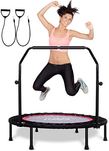 トランポリン フィットネス 屋内 子供用 大人用 102cm 耐荷重160kg 手すり付き 折りたたみ式 静音 防音 収納便利102cm エクササイズ用 トレーニング 家庭用 兼用 1年間保証付き