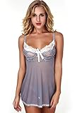 Ruzishun Women's Sexy lingerie See-through Strap Dress