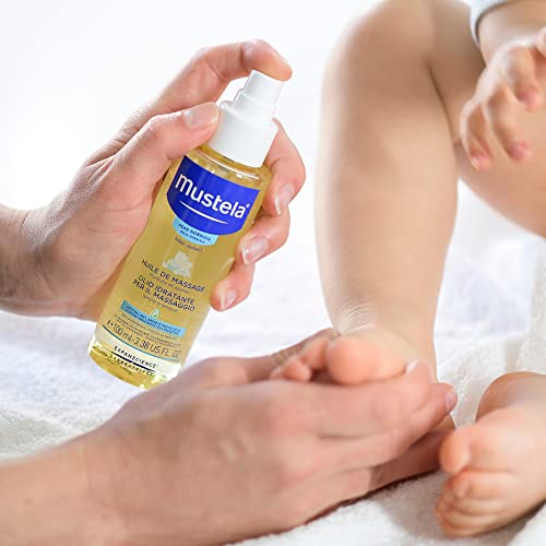 MUSTELA BABY OIL – MOISTURIZING OIL FOR MASSAGE – WITH NATURAL AVOCADO, POMEGRANATE & SUNFLOWER OIL – FROM BIRTH ON – 3.38 FL. OZ