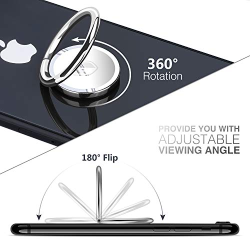 Phone Ring Holder Finger Kickstand - FITFORT 360° Rotation Metal Ring Grip for Magnetic Car Mount Compatible with All Smartphone-Sliver