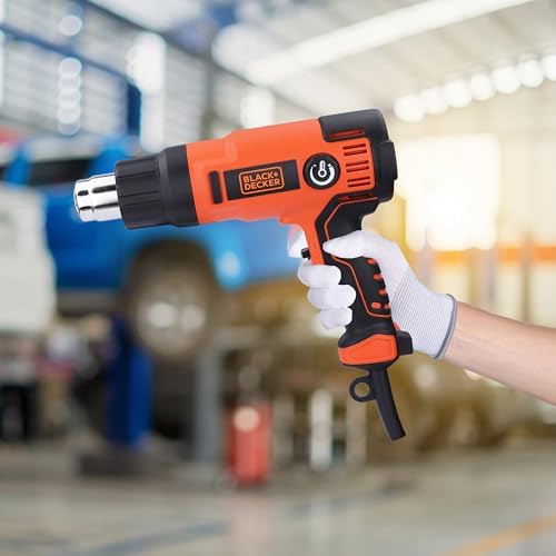 KX2200K-QS Décapeur Thermique Filaire - 360 à 720 L D'air/min - Fourni en Coffret avec 4 Buses, 1 Grattoir, 1 Poignée Grattoir et 2 Têtes de Grattoir 2200W, Orange