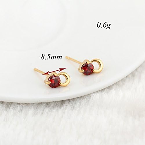 GoodShoop New Arrival Fashion Gold Plated Inlay Round Red Crystal Moon Ball Small Stud CZ 18K Gold Filled Earring CC
