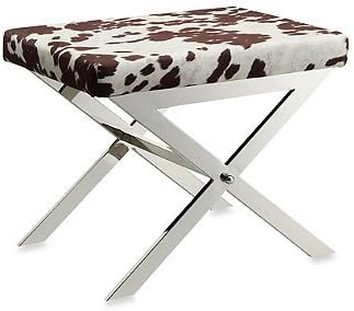 Classy Iriona Stool/ottoman in Cowhide Print- 16" D X 22" W X 18" H