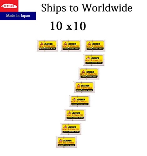 100 ct yellow feather safety double edge blades - origi…