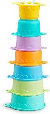 Munchkin Connect-A-Cup Bath Toy Multi Coloured Baby Bath Stacking Cups