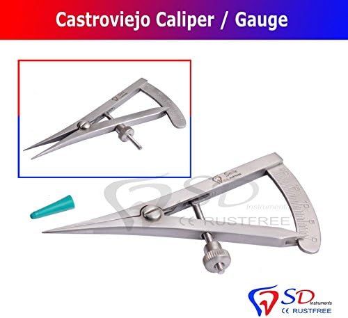 Castroviejo Dental Ophthalmic Measuring Caliper-Gauge with Lock 0-20mm 9CM New