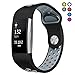 Hanlesi Accessories for Fitbit Charge 2 , Silicone Fashion Charge2 Sport Strap Replacement Wristband Large Size for Man Black Mix Gray