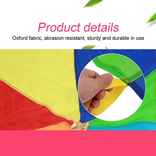 Children Parachute - Large Play Parachute With 8 Handles, Outdoor Team Game, Rainbow Color, 6.5 Ft (2M), Perfect For Kids Cooperation Group Game