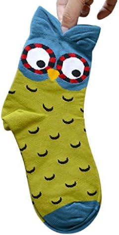 Cartoon Socks, Rukiwa 3D Animals Striped Women Owl Footprints Cotton Socks Floor (Green)