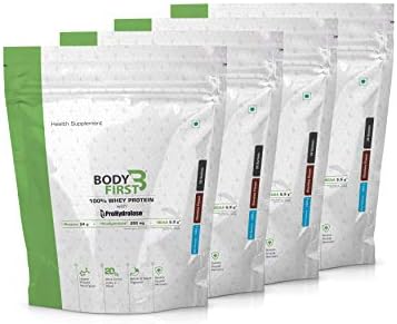 BodyFirst® 100% Whey Protein with ProHydrolase (Blend of Isolate & Concentrate) (Chocolate Flavour) - 128 Servings/Sachets 4096 g