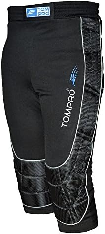 Sprint Football Goalkeeper 3/4 Length Trousers Soccer Goalie GK Three quarter Pants Brushed Inside Anatomic Protect Foam Padded Abrasive Resistant Kevlar Adult Black Size Medium