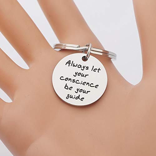 KUIYAI Always Let Your Conscience Be Your Guide Keychain Jiminy Cricket Quote Keychain Motivation Gift (Keychain)