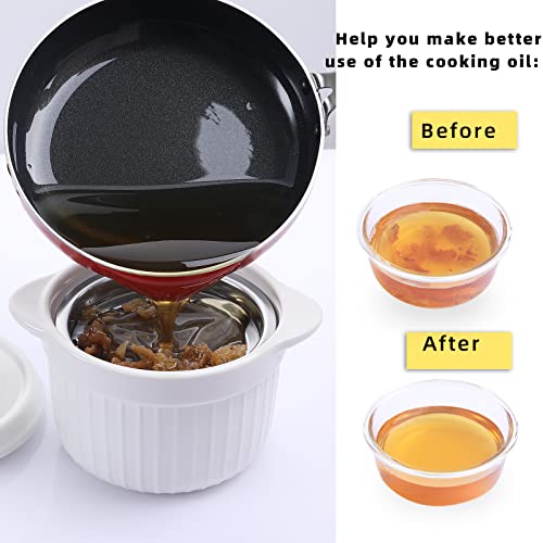 Ceramic Bacon Grease Container Keeper with Strainer, Frying Oil Storage