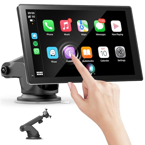 Wireless Car Radio, Wireless A-pple Carplay & Android Car Portable, 7 Inch HD Stereo Car HD Touch Screen, Car Radio with Mirror Link, GPS Navs, Bluetooth, Voice Control, FM, Plug & Play Car Play