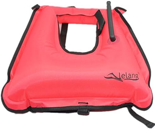 Adult teenager swimming inflate the buoyancy vest scuba diving snorkeling vest life jacket , orange red