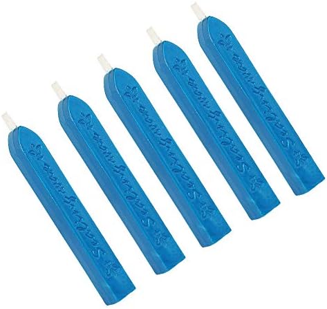 Blummy 5pcs Antique Totem Fire Manuscript Sealing Seal Wax Sticks with Wicks for Postage Letter Retro Vintage Wax Seal Stamp (Blue)