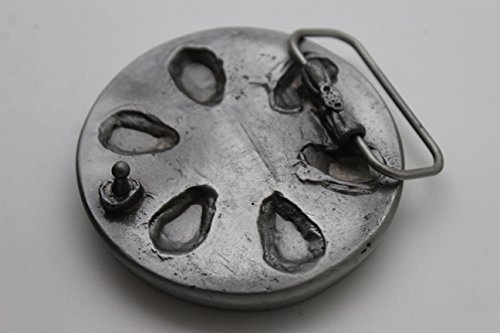 TFJ Men 3D Fashion Belt Buckle Silver Heavy Metal Skull Skeleton Iron Cross Gray