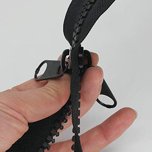 Leekayer 2PCS 10 60 Inch Heavy Duty Zippers for Sewing Separating Large Plastic Zippers Black