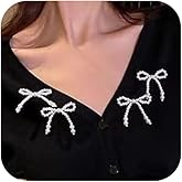 TUCEWP 4Pcs Cute Pearl Bow Brooch Pins for Women Coquette Ribbon Bowknot Bag Pins Aesthetic Badges Pin White Bow Lapel Pins Kawaii Accessories for Hoodies Scarf Sweater Hats Coats Christmas Gifts