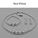 Femtindo Faux Pearl Necklace Earring and Bracelet Black Costume Jewelry Set for Women
