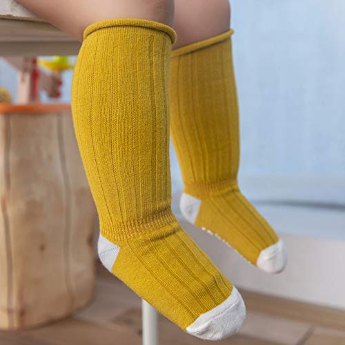 Baby Toddler Knee High Anti Slip Non Skid Cotton Socks with Grips for Girls and Boys 0-3 Years (Multicoloured, 12-36 Months) - Thumbnail 5