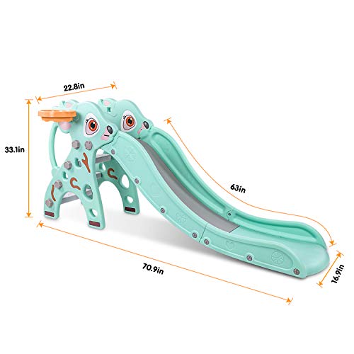 Naice Kids Slide, Upgraded Toddler Climber Slide, Sturdy Frame with Basketball Hoop, Indoor Outdoor Playground Toy, Kids Gift