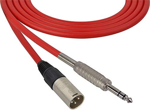 Canare Star-Quad Cable XLR Male to 1/4-Inch TRS Male 15 Foot - Red