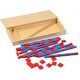 Kghios Montessori Small Numerical Rods with Number Tiles Math Toys for Kids | Montessori Math Toys Materials for Toddlers,The Wooden Box Contains 2 Sets of Decimal Sticks and 1 Set of Red Cards 1-10