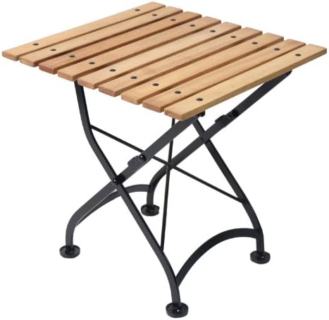 Mobel Designhaus French Café Bistro Folding Coffee Table/Bench, Jet Black Frame, African Teak Wood Slats