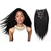 AmazingBeauty Afro Kinky Straight Clip In Extensions 8A Grade Thick Texlaxed Hair Natural Black 10-22inch 7 Pieces with 18 Clips 120g/4.2oz per Set Fit For Full Head 14 inch