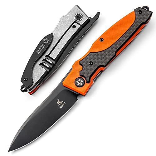 KATSU Japanese Folding Pocket Knife, Sakura Blade Nemoto Design (Orange