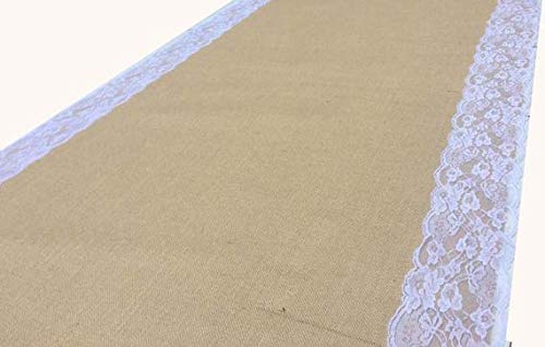 AAYU Wedding Aisle Burlap Runner | Ivory Lace Attached | 40 inch x 50 Feet | Eco-Friendly Natural Jute Product - Thumbnail 3