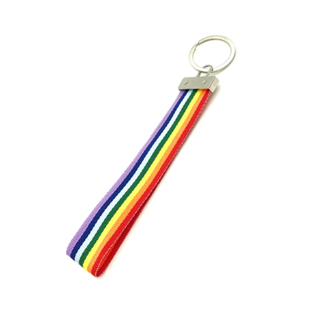 Vape Sharks LGBT Gay PRIDE Rainbow Nylon Keyring Wristlet. Lesbian Key Fob. Queer Visibility Chain for Keys, Luggage, Travel Bag identification. Mini Lanyard Strap
