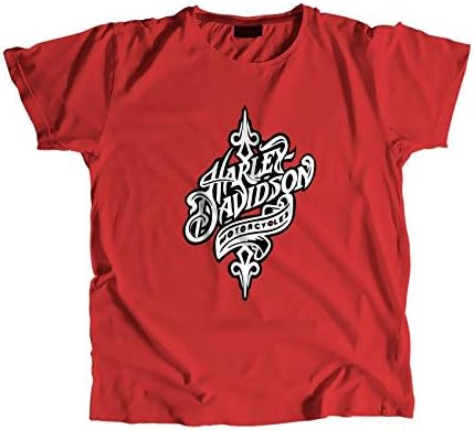 Edgy Harley Davidson Mens Cotton Ribbed Crewneck Cool Graphic Print T-Shirt