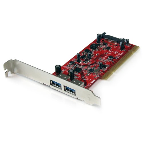 StarTech.com 2 Port PCI SuperSpeed USB 3.0 Adapter Card with SATA Power - Dual Port PCI USB 3 Controller Card (PCIUSB3S22)