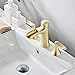 Wovier Brushed Gold Waterfall Widespread Bathroom Sink Faucet,Two Handle Three Hole Brass Lavatory Vanity Faucet,8-16 Inch Basin Mixer Tap with Pop Up Drain Assembly