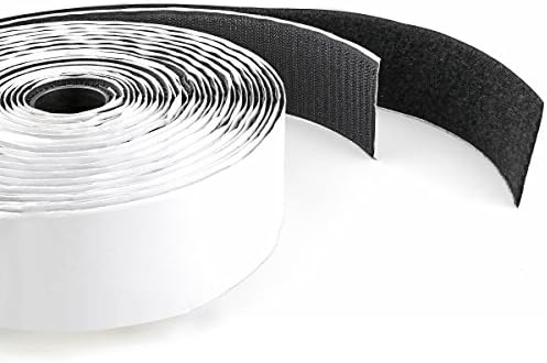 Hook & Loop Self Adhesive Strong Gripping Fastener Tape 1" x 16' Strong High Temperature Adhesive - Black