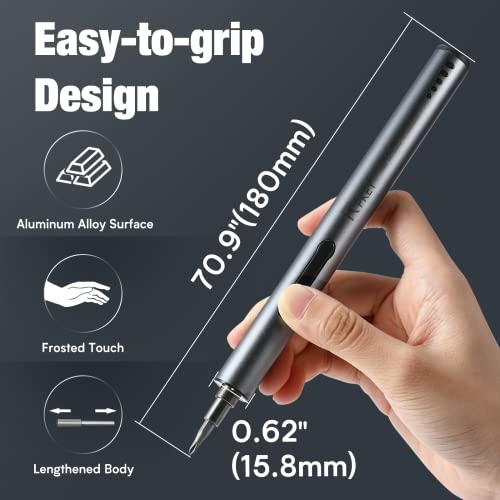 PKEY Electric Screwdriver, Cordless Screwdriver with 32 Magnetic Bits & 4 LED Lights, Torque Adjustment, Rechargeable 2000mAh Battery, Repair Tool Kit for Door Locks, Printers, Computer, Bicycle