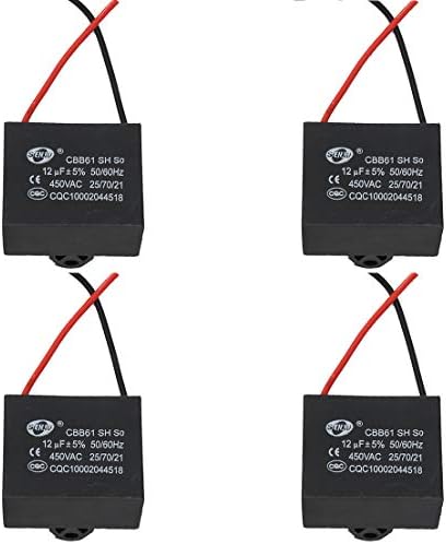 CBB61 Generator Capacitor, 450V AC 50/60HZ 12uF Generator Capacitor,12uF Motor Capacitor for Small Motor Equipment and Ceiling Fan Motor(4Pcs) by STARKK: Home Audio & Theater