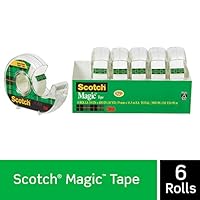 Scotch Brand Magic Tape, 6 Dispensered Rolls, Writeable, Invisible, The Original, Engineered for Repairing, Great for Gift Wrapping, 3/4 x 650 Inches (6122)