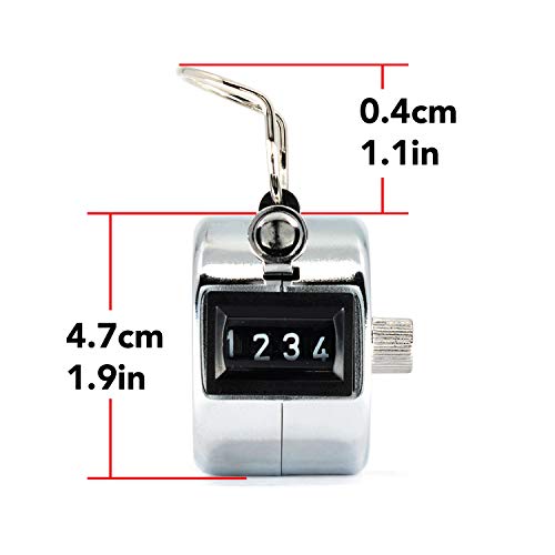 image for MARATHON CO200001CH Handheld Chrome Tally Counter with Finger Ring for