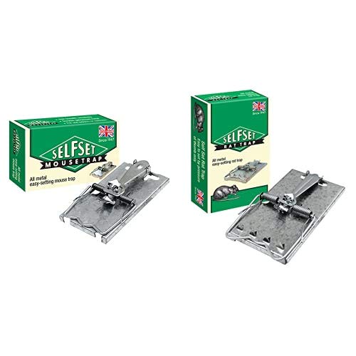 The Big Cheese Selfset Mouse Trap (Classic Design, Rust-Resistant Springs, Galvanised Metal Rodent Pest Trap for Use Indoors and Outdoors) with Selfset Rat Trap
