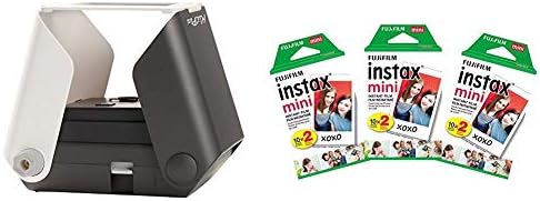 KiiPix Smartphone Picture Printer, Black with Instax Mini Instant Film Value Pack - (3 Twin Packs, 60 Total Pictures)