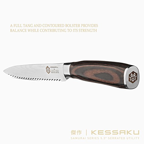 Kessaku 5.5Inch Serrated Utility Knife Samurai Series High