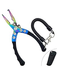 Alicates de pesca de agua salada, 6.5 in, de acero inoxidable, con cordel y sábana
