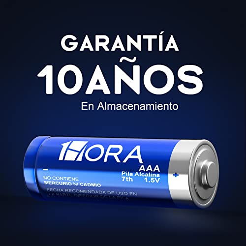 1 Hora Pilas AAA, Paquete de 40 Baterías Alcalinas AAA LR03 1.5V, Desechables de Alto Rendimiento para Control Remoto, Reloj, Mouse, Linterna y Otros Dispositivos de Uso Diario