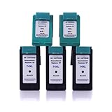 Hp 74xl Cb336wn & Hp 75xl Cb338wn Remanufactured Ink Cartridge (3 Black & 2 Color) 5 Pack for Hp Photosmart Series Printer